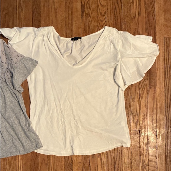J. Crew Light Gray and White Short Sleeve Tees - Picture 3 of 16